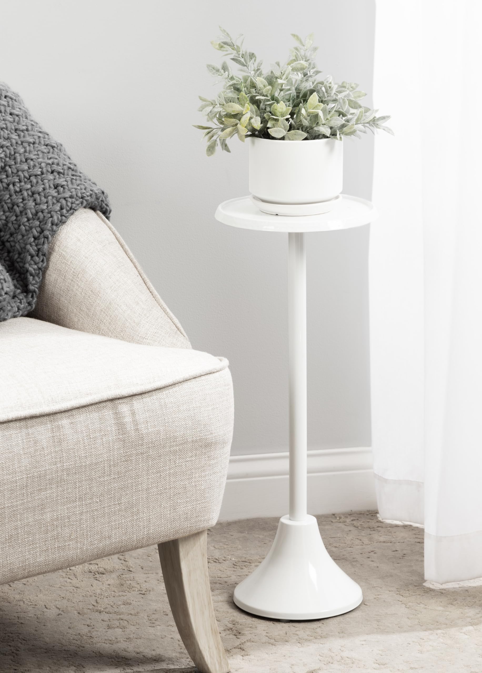 Sanzo Modern Pedestal Outdoor Drink Table, 9 x 9 x 23, White