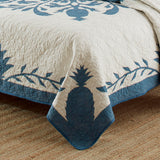 King Quilt, Soft Cotton Bedding, Coastal Home Decor, Oeko-Tex Certified (Aloha Pineapple Blue, King)