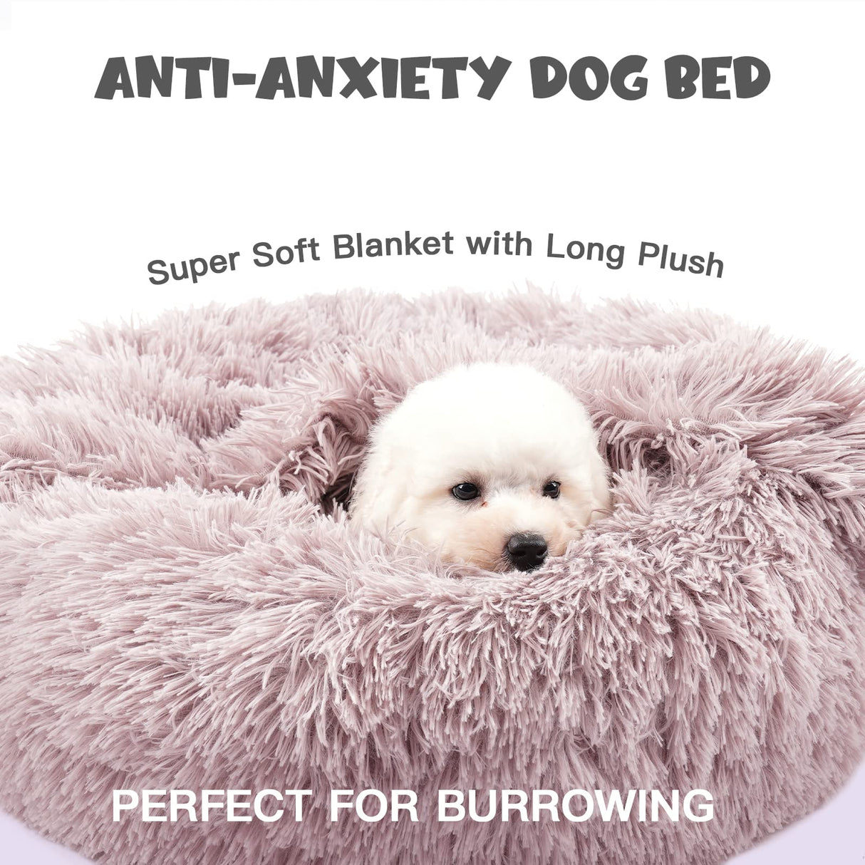 Dog Beds for Small Dogs, Donut Dog Bed with Blanket Attached, Calming Dog