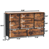 Wide Dresser with 9 Large Drawers for 55'' Long TV Stand Entertainment Center