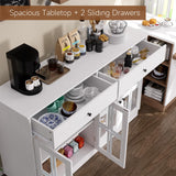 Buffet Cabinet with Storage, White Sideboard Buffet Cabinet Featuring LED Light