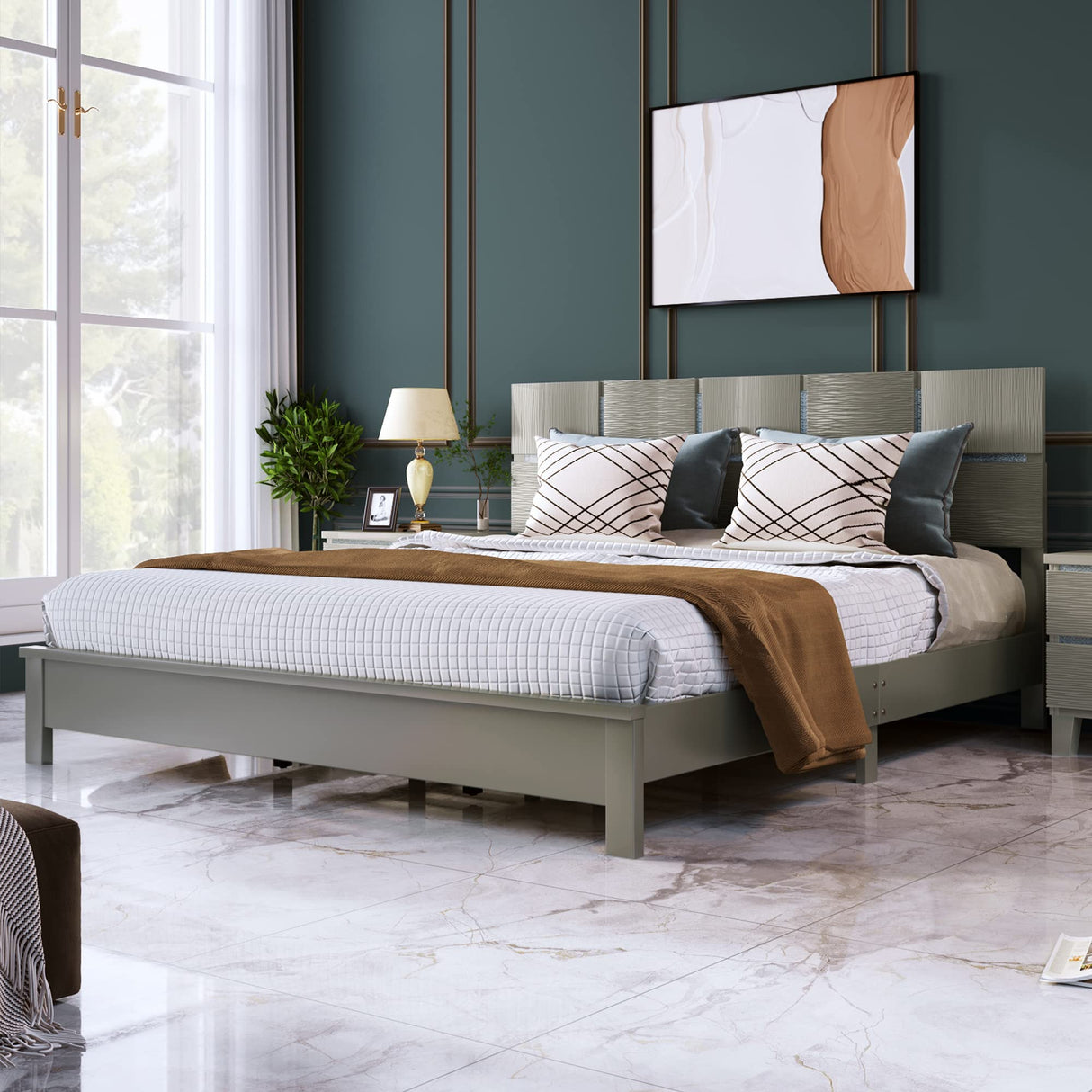 Modern Rustic Solid Wood Platform Bed Frame