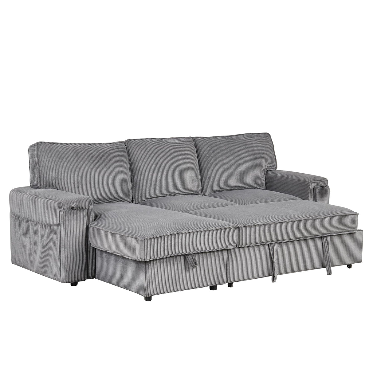 Reversible Sleeper Sectional Sofa W/Pull Out Sleep Couch Bed and Reversibl Storage