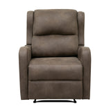 Inch Manual Recliner Chair, Cushioned Brown Microfiber, Solid Wood