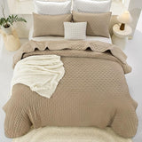 King Size Quilt Bedding Set (106x96 Inch), 3 Pieces Burnt Orange Fall Soft Lightweight