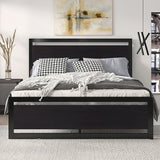 Queen Size Metal Platform Bed Frame with Wooden Headboard/Heavy Duty Strong