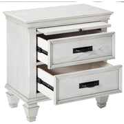 Wooden Nightstand with Drawers, White
