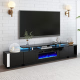 110" Large Fireplace TV Stand Set with 36" Electric Fireplace, includes 70" 2-Tier