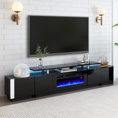 110" Large Fireplace TV Stand Set with 36" Electric Fireplace, includes 70"