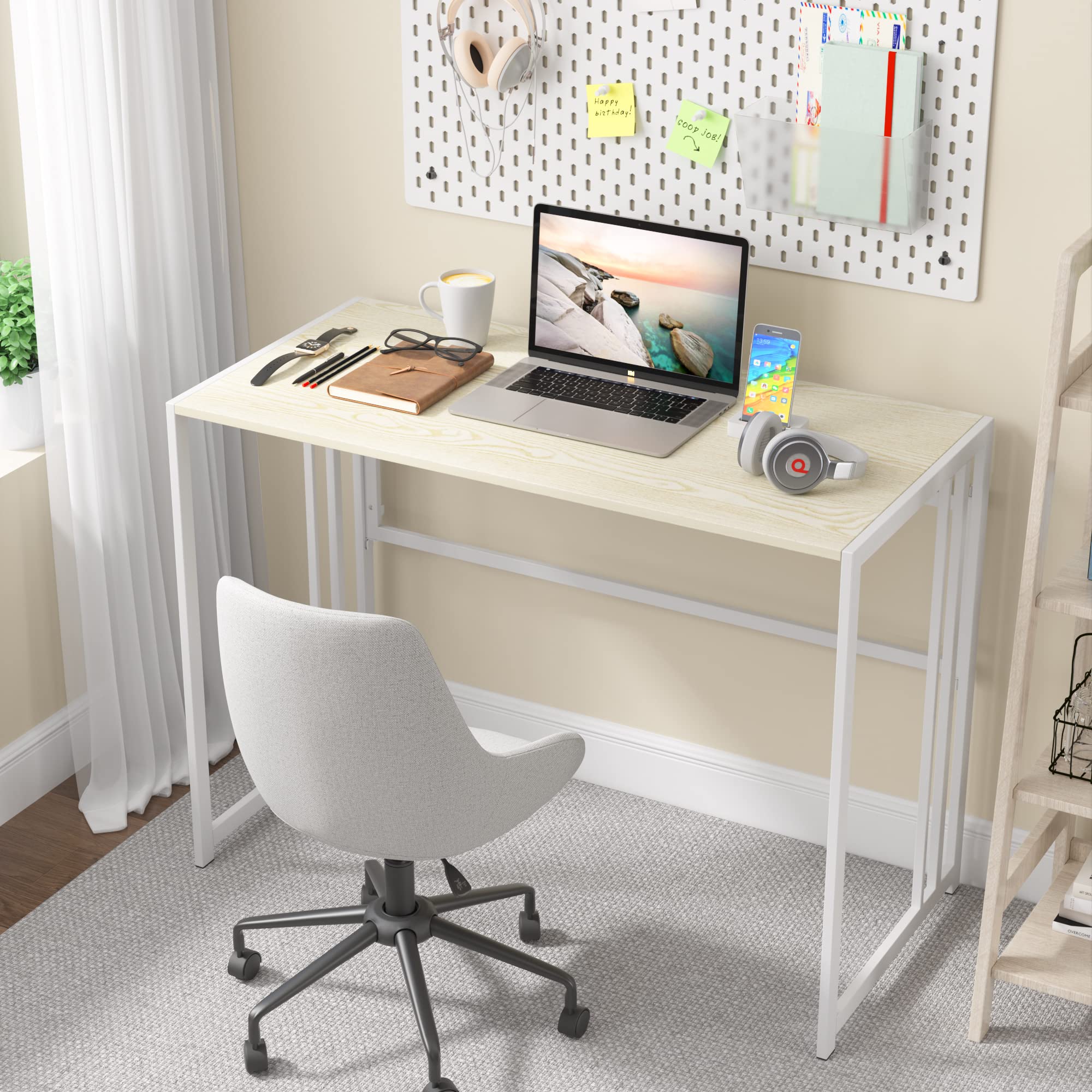 Desk 40'' Computer Desk for Home Office, No Assembly Office Desk Foldable Simple