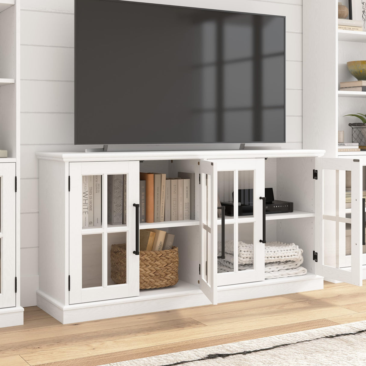 Westbrook 60W TV Stand for 75 Inch TV in White Ash | Living Room Entertainment Center