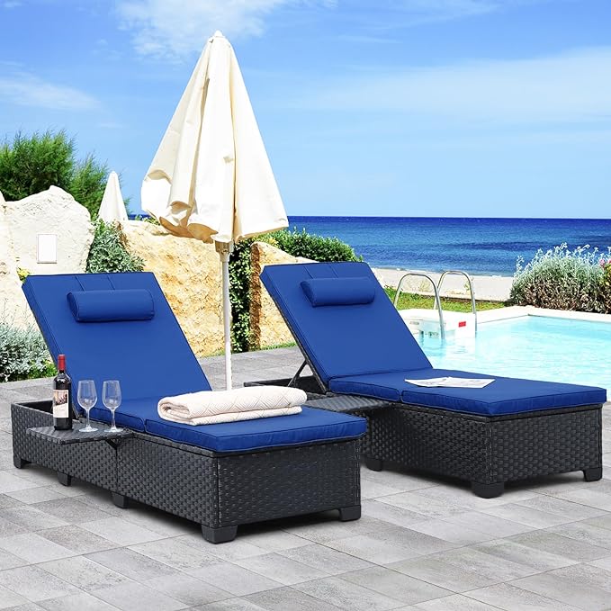 Outdoor Chaise Lounge Chairs for Outside Patio Furniture Set of 2