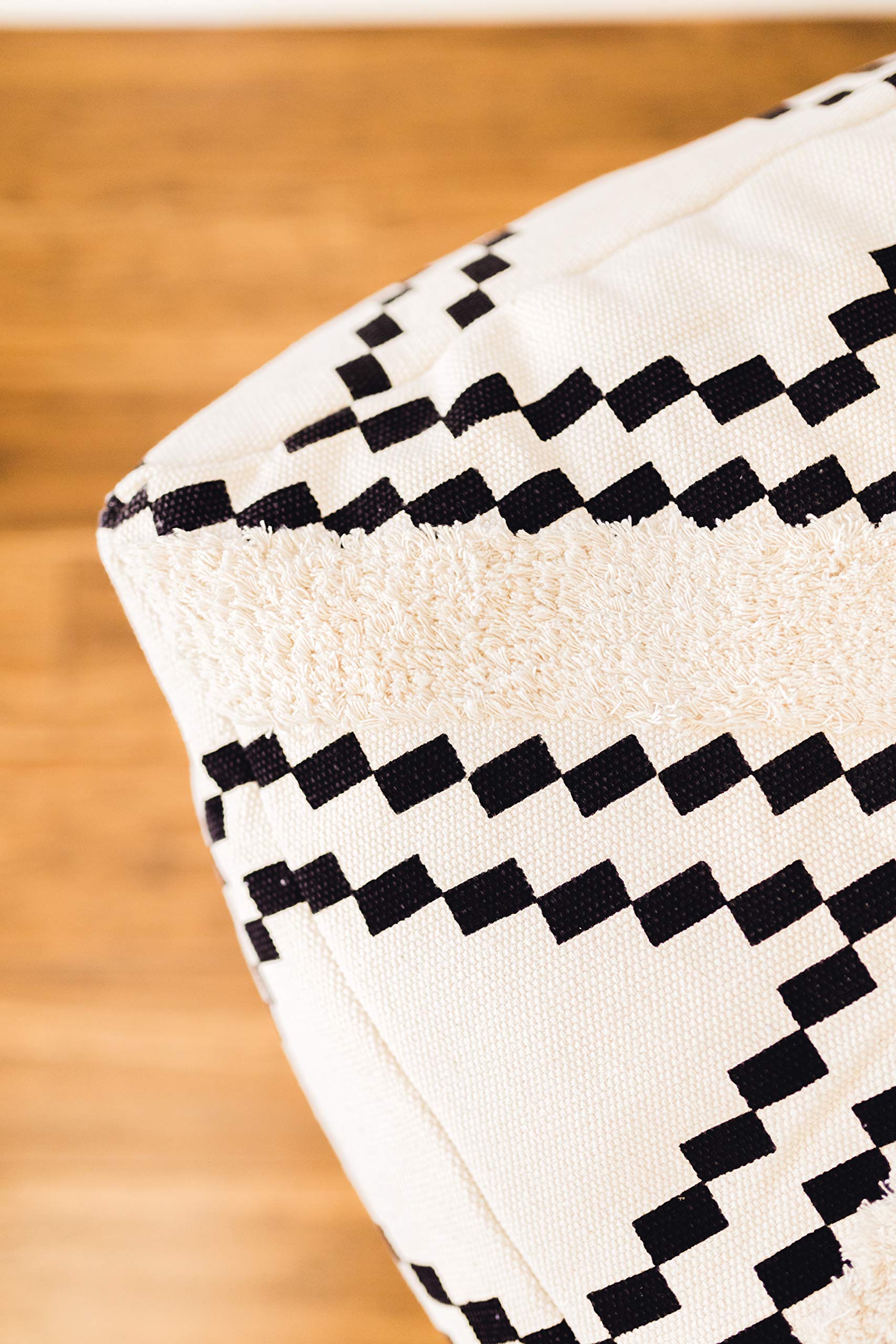 Unstuffed Boho Pouf Ottoman Cover – Modern Bohemian Living Room Decor