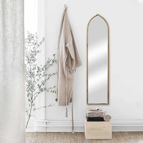 50x12.3 Inch Arched Full Length Mirror, Metal Frame Vintage Full Length Mirror, HD Glass Decorative Wall Mirror, Can be Against The Wall, Suitable for Bedroom Living Room