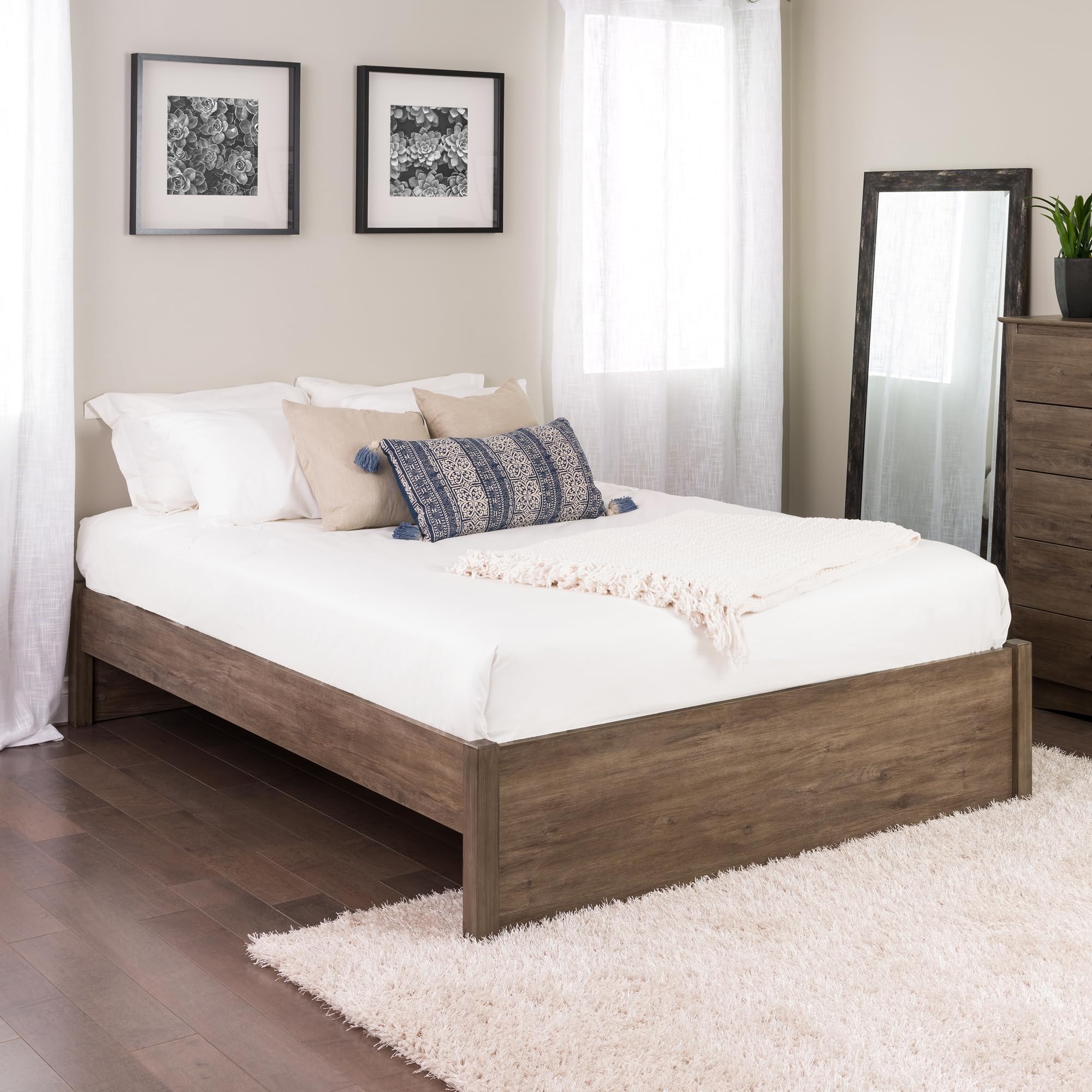 Select Queen 4-Post Raised Platform Bed with Under Bed Storage Space