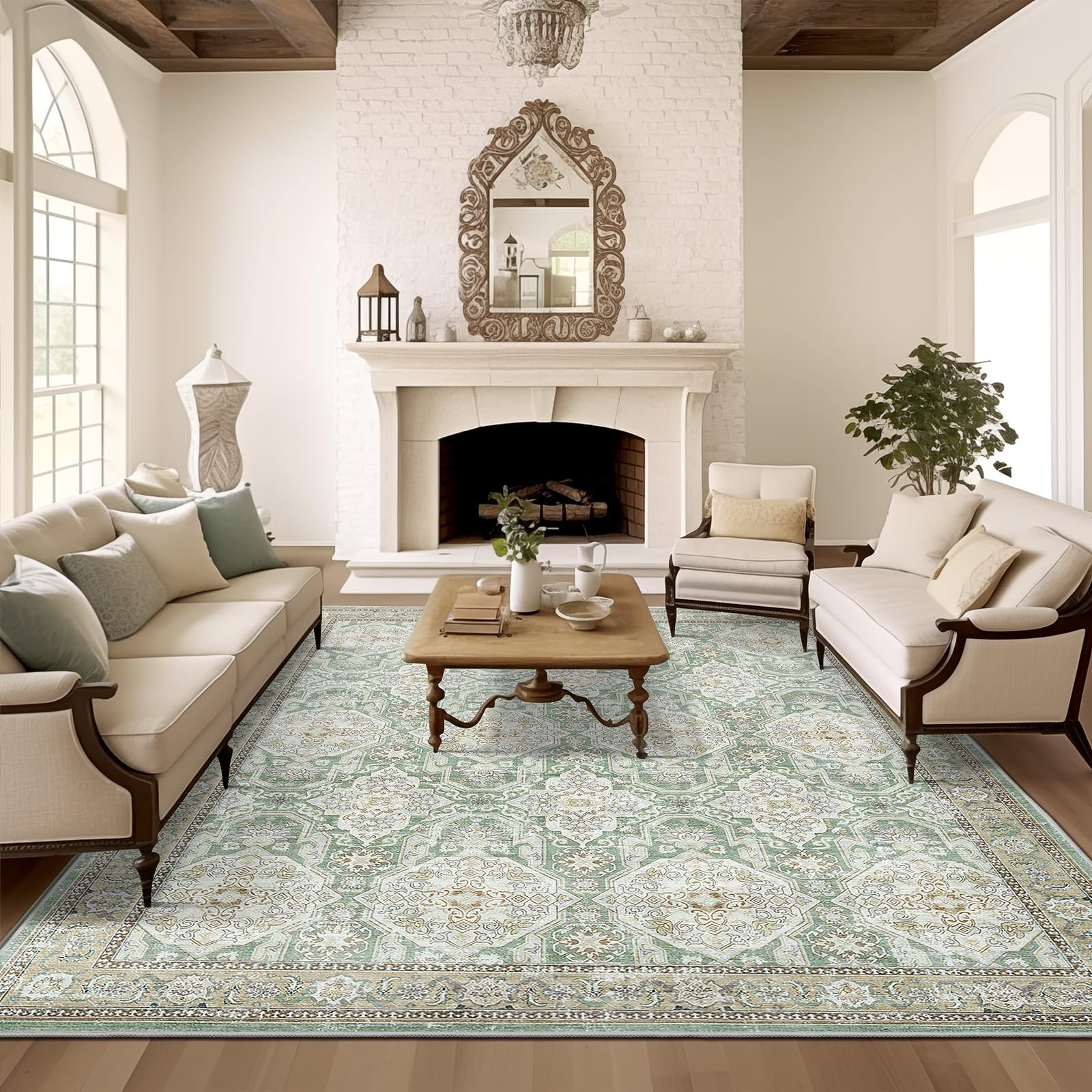 8x10 Area Rugs, Washable Rugs, Large Stain Resistant Area Rug for Living Room Bedroom Dining Room