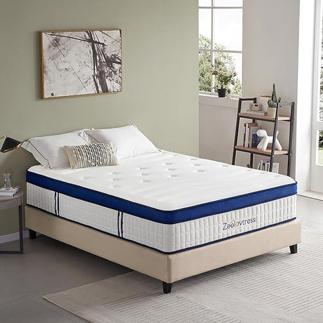 14 Inch Hybrid Queen Mattress, Gel Memory Foam, Tencel Cover, Individual Pocket Springs,