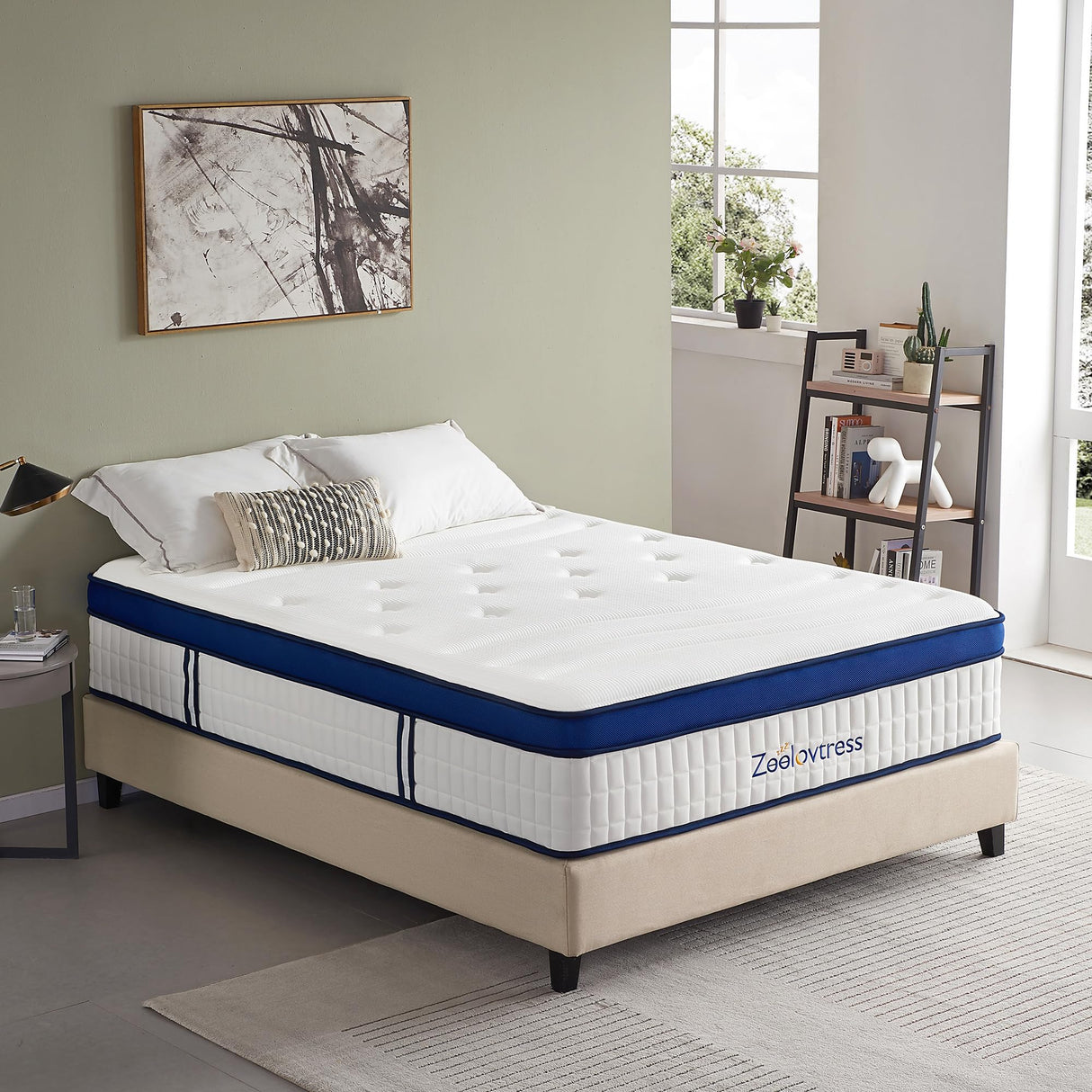 14 Inch Hybrid Queen Mattress, Gel Memory Foam, Tencel Cover, Individual Pocket Springs,