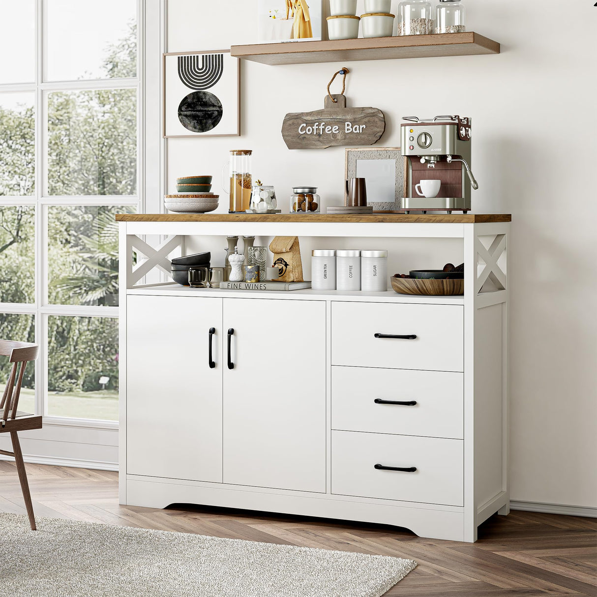 Modern Farmhouse Sideboard Buffet Cabinet, Kitchen Buffet Storage Cabinet