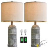 22.5” 3-Way Dimmable Touch Control Table Lamp Set of 2 with Dual USB Charging Ports