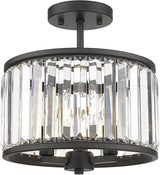 Semi Flush Mount Ceiling Light Fixture, 11" Crystal Light Fixture, 3-Light Modern Lamps