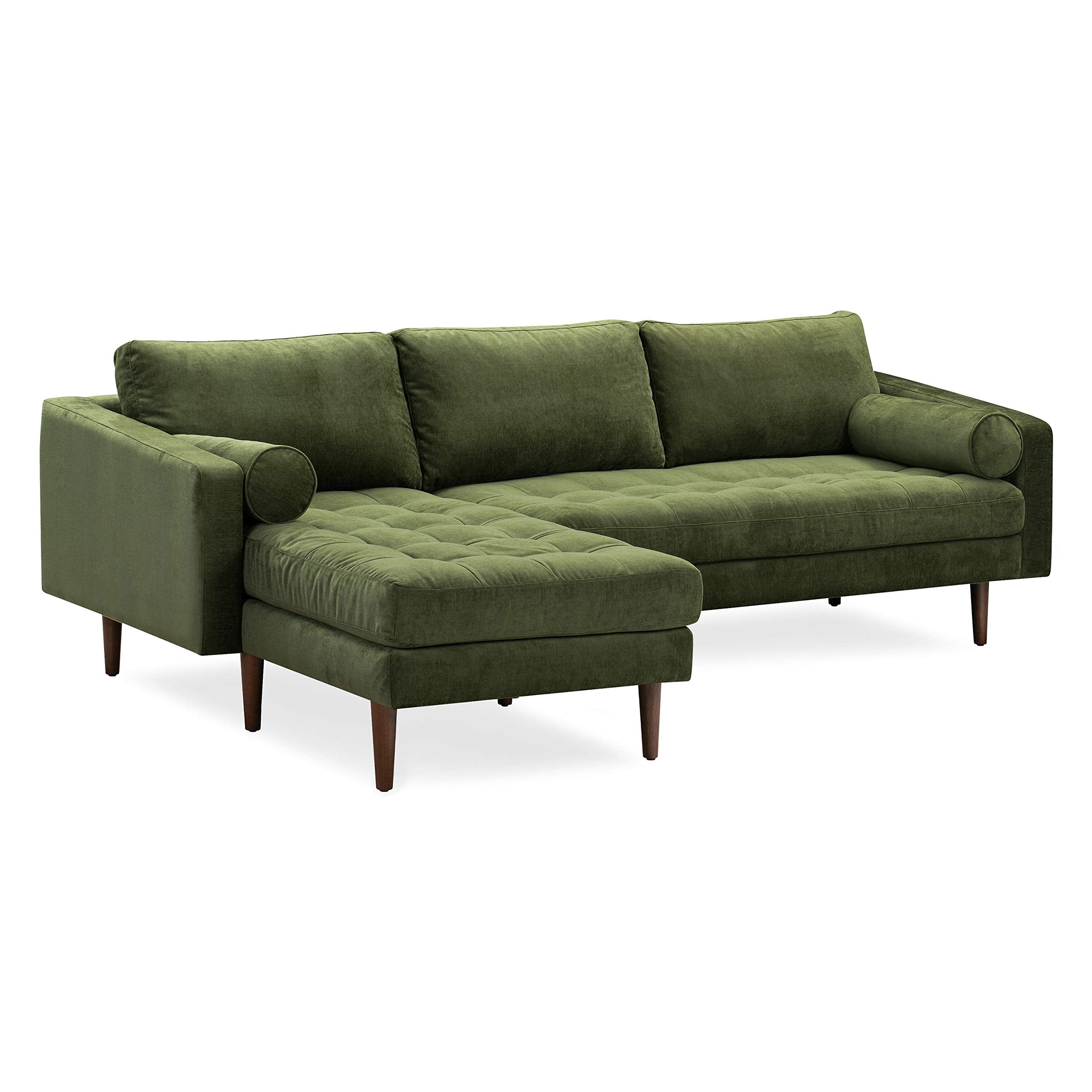 Napa Left-Facing Sectional Sofa, Distressed Green Velvet