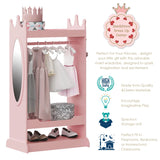 Kids Dress up Storage with Mirror,Costume Closet for Kids, Open Hanging Armoire Closet