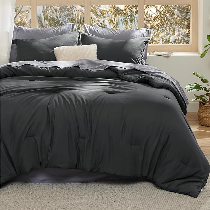 Bed in a Bag Queen Size 7 Pieces - 100% Cotton Sheet and Polyester Bedding Comforter