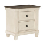 Penza 2-Drawer Nightstand, Antique White/Rosy Brown