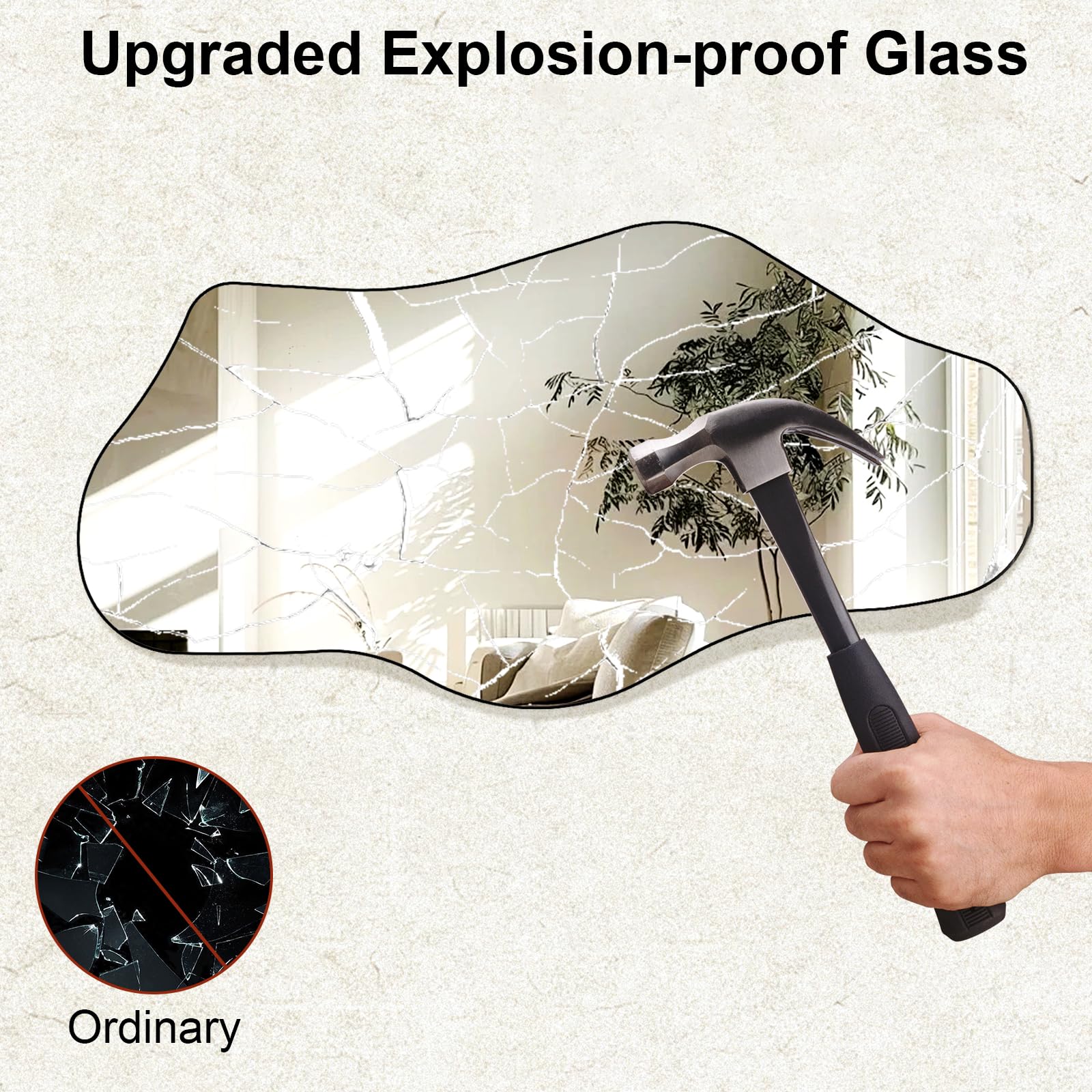 Large Irregular Wall Mirror 48" x 21" - Asymmetrical Full Length Mirror