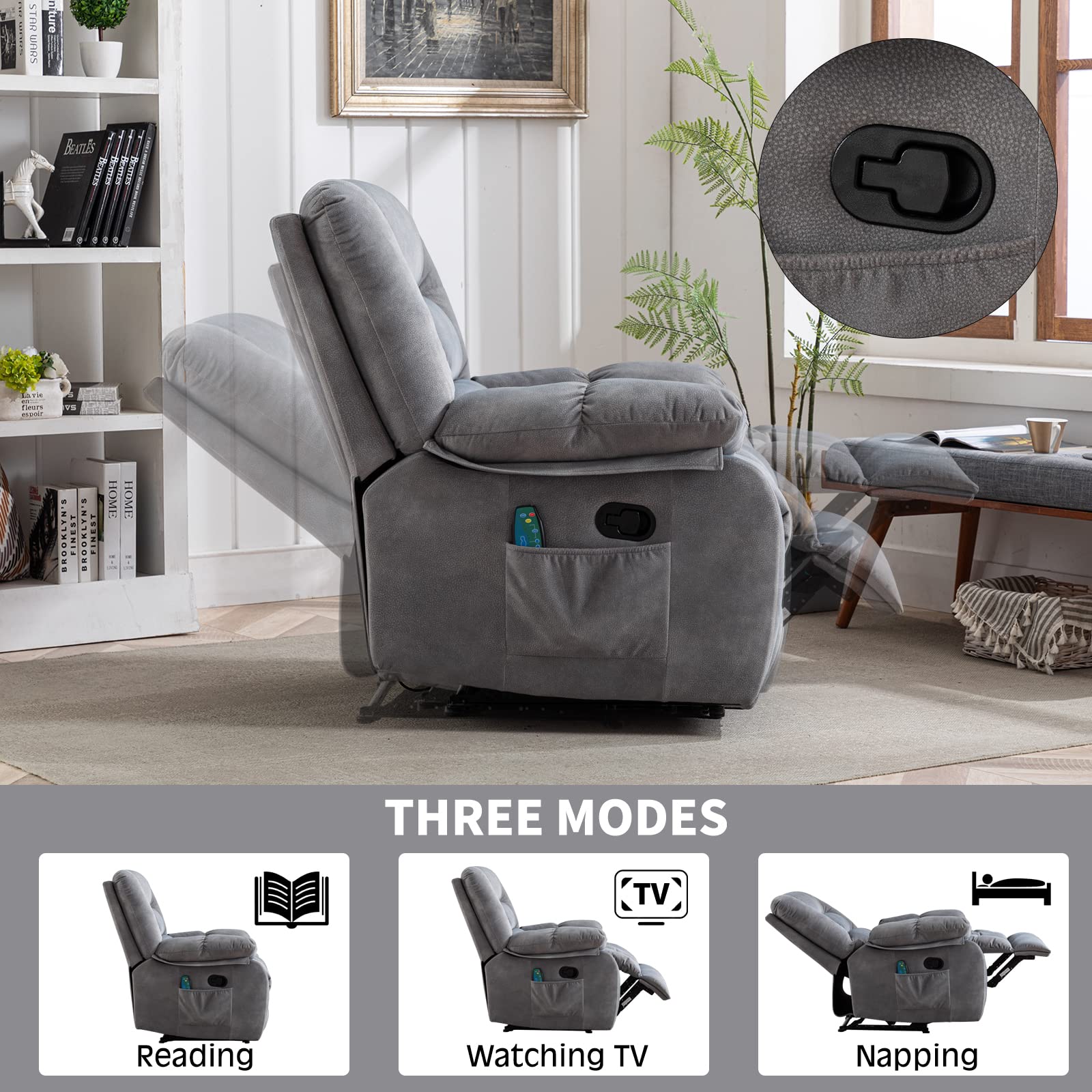CozyVibe Massage Recliner Chair – Lumbar Heat & Side Pocket