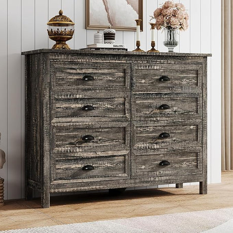 7 Drawer Dresser for Bedroom, Modern Wood Dresser with Vintage Black Antique Handle