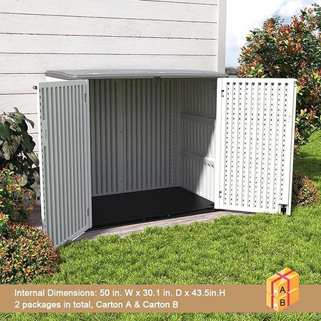 Outdoor Storage Cabinet Waterproof, Resin Vertical Outdoor Storage Shed