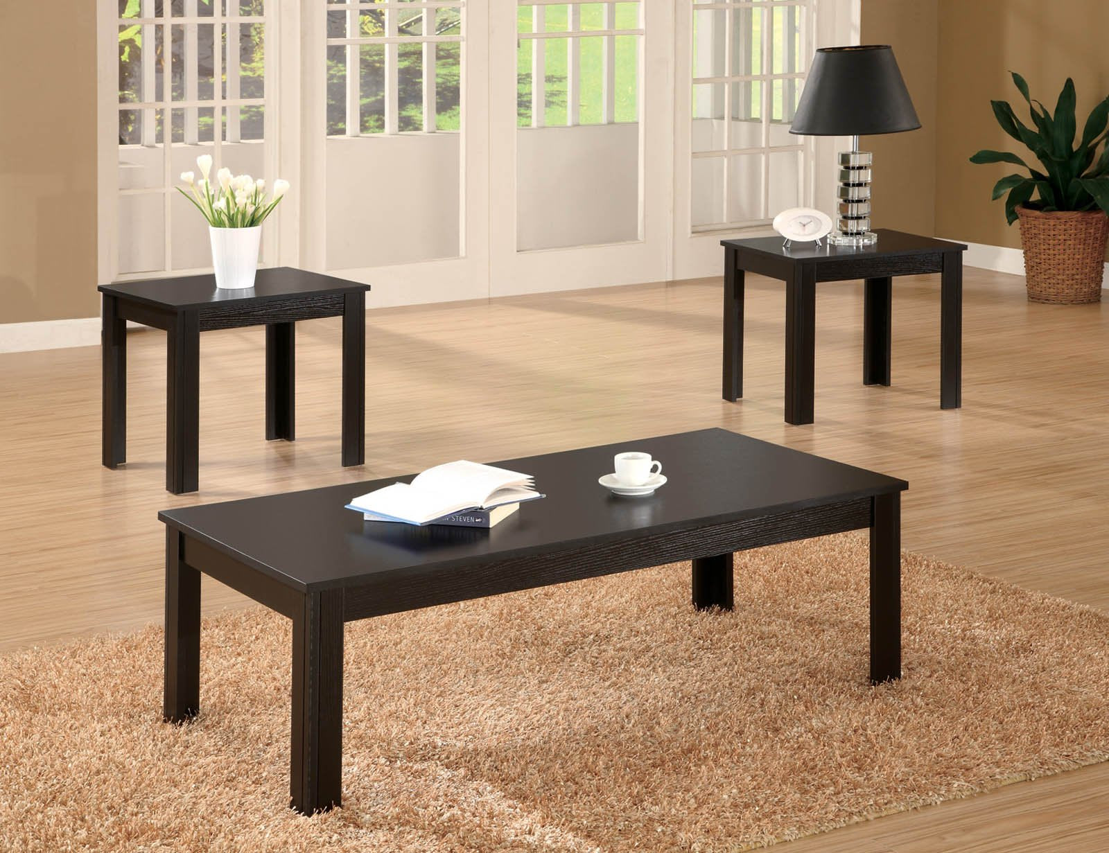 3-Piece Occasional Table Set Black 700225
