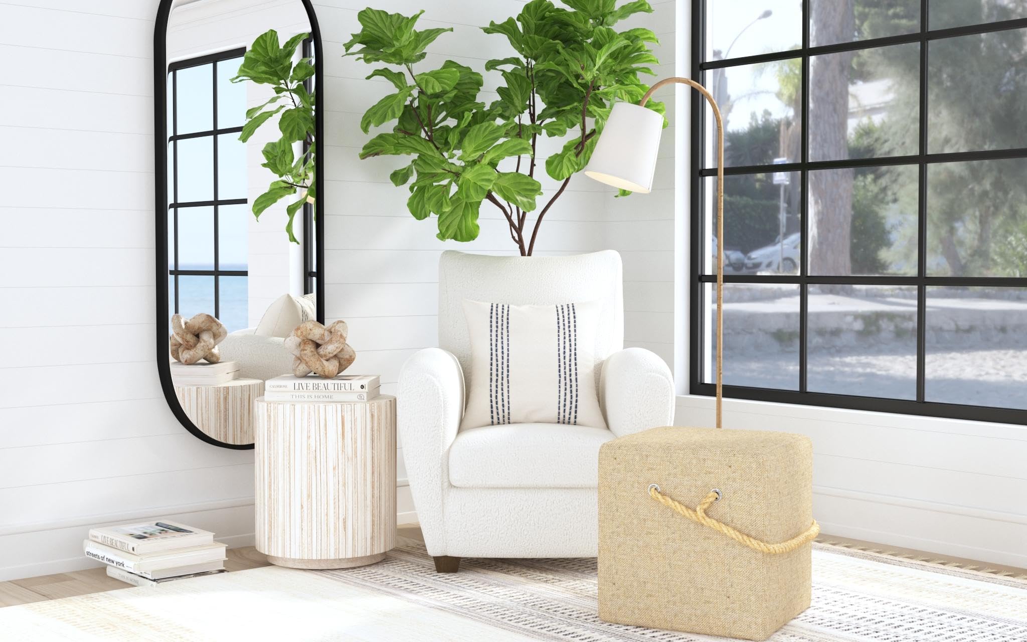 Monroe Handmade Teak End Table, White Wash - Coastal/Tropical/Contemporary
