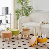 Storage Ottoman, Modern Round Footrest with Soft Padded Seat