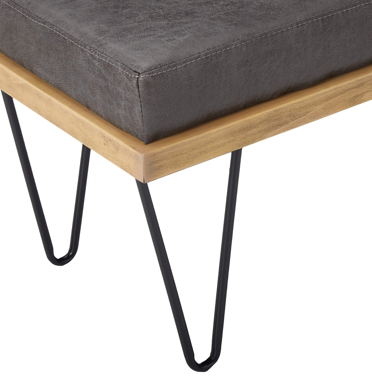 Elisha Industrial Modern Microfiber Bench, Slate / Matte Black