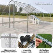 Chicken Coop Extra Large Metal Chicken Run Pen Poultry Cage Hen Runs Habitat for Yard with Cover for Chickens, Rabbits, Ducks, Cats, Dogs 13.1' x 9.8' x 6.5'