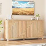 Buffet Cabinet with Storage, Fluted Sideboard Wood Accent Cabinet with Doors