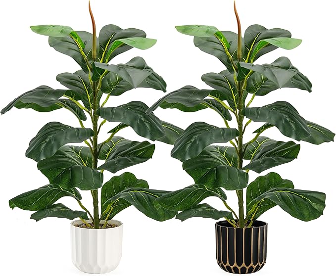 Rose Fake Plants Tall 28'' Artificial Monstera Faux Plants Indoor for Living Room