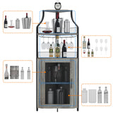 Corner Wine Bar Rack Cabinet with Detachable Wine Rack, Bar Cabinet