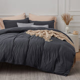 100% Jersey Knit Cotton Duvet Cover, Ultra Soft T-Shirt Cotton Comforter Cover King Size, Zipper Closure, 1 Duvet Cover 104x90 Inches and 2 Pillowcases (Dark Grey)