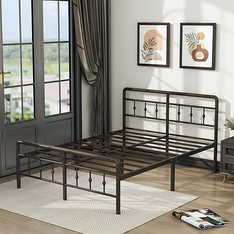 Classic Metal Platform Queen Bed Frame