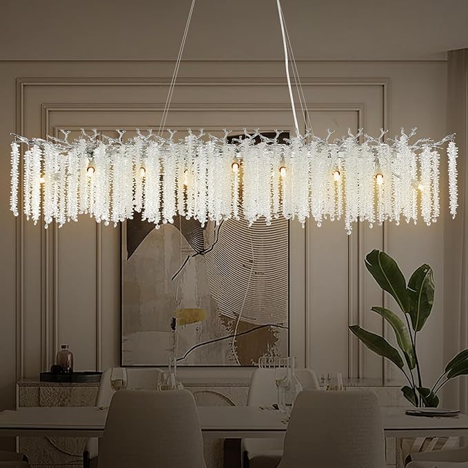 Modern Crystal Chandeliers for Dining Room, Gold Round Tree Branches Chandelier,