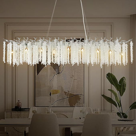 Modern Crystal Chandeliers for Dining Room, Gold Round Tree Branches Chandelier,