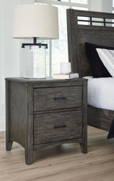 Signature Design by Ashley Montillan Casual 2 Drawer Nightstand with Power Supply and USB Ports, Gray