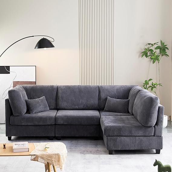 Free Combination Reversible Modular Sectional Couch with Movable Ottoman Sets