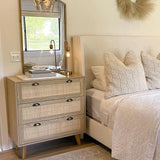 Rattan Nightstand Boho Cabinet Small Dresser