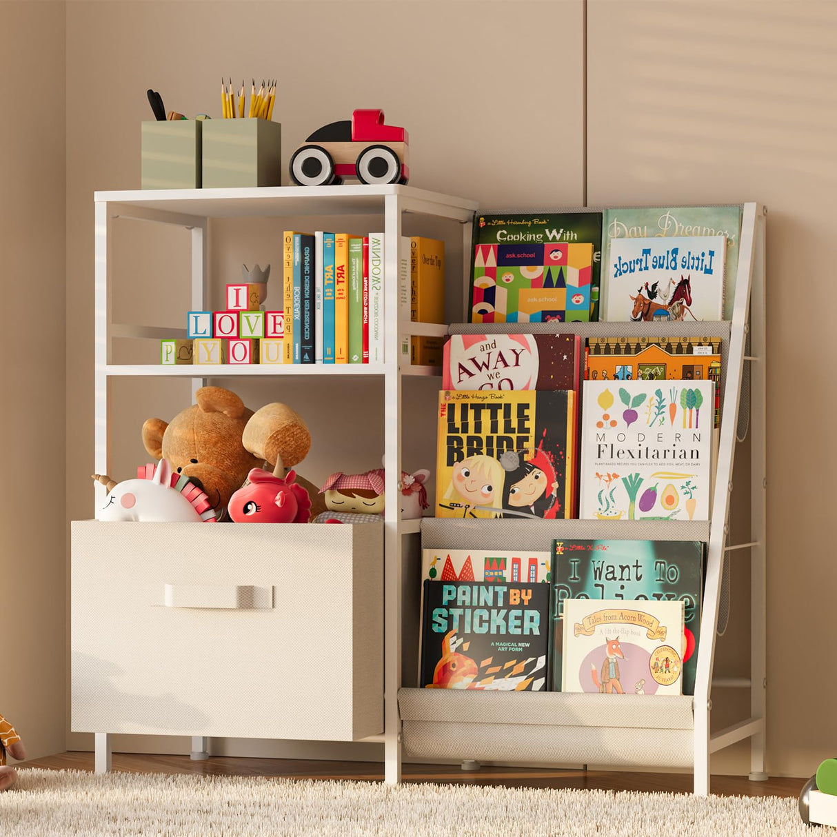 Bookcases Montessori Bookshelf Nursery Book Shelves And Toy Storage With Drawer