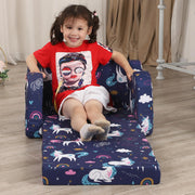 Rainbow Unicorn Kids Sofa, 2-in-1 Kids Couch Fold Out, Convertible Sofa to Bed for Girls and Boys
